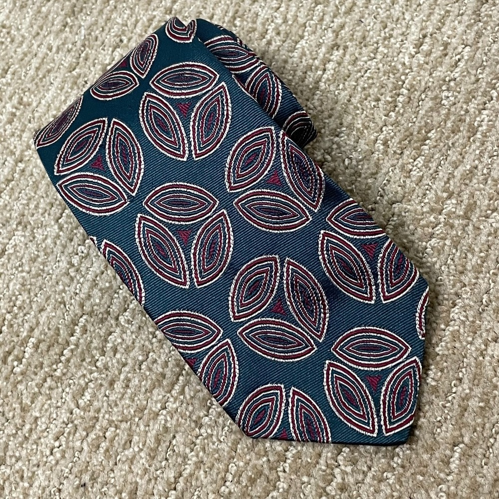 Polo Ralph Lauren Vintage Silk Tie Green Red Geometric Old Money‎